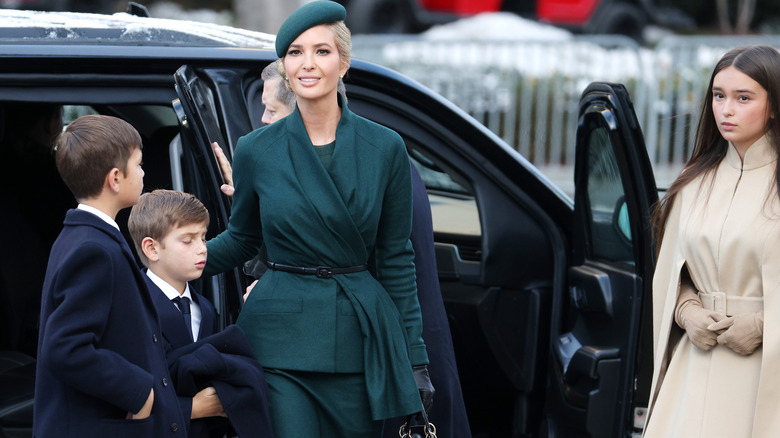 Ivanka Trump, daughter of U.S. President-elect Donald Trump, arrives with her family for services at St. John's Church in Washington, DC (2025)