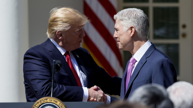 Donald Trump awkwardly shakes hands with Neil Gorsuch