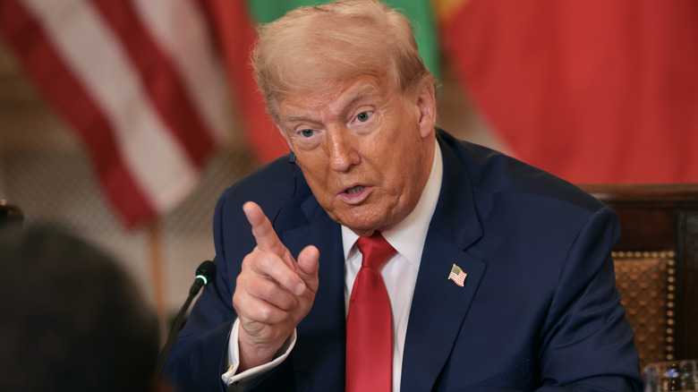 President Donald Trump in the White House's State Dining Room