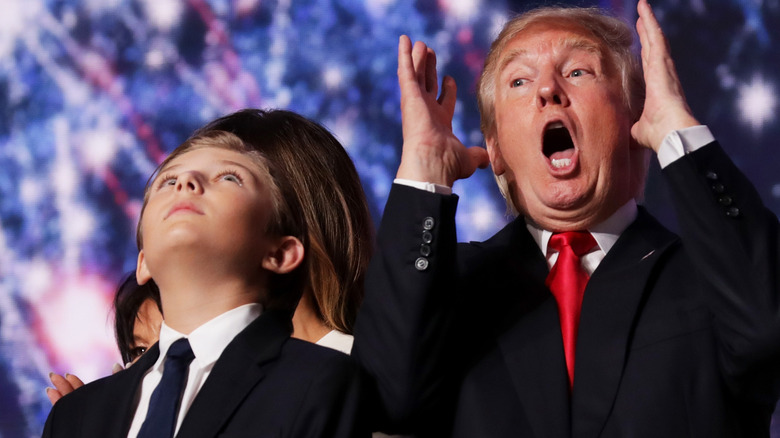 Barron Trump and Donald Trump at the 2016 Republican National Convention