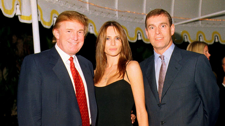 Donald Trump, Melania Trump, and Prince Andrew at an event at Mar-a-Lago in 2000