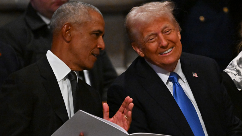 Barack Obama and Donald Trump talking