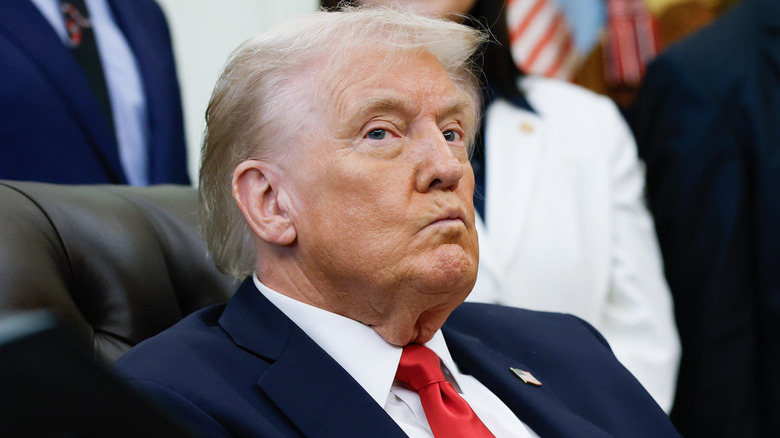 Donald Trump pursing his lips