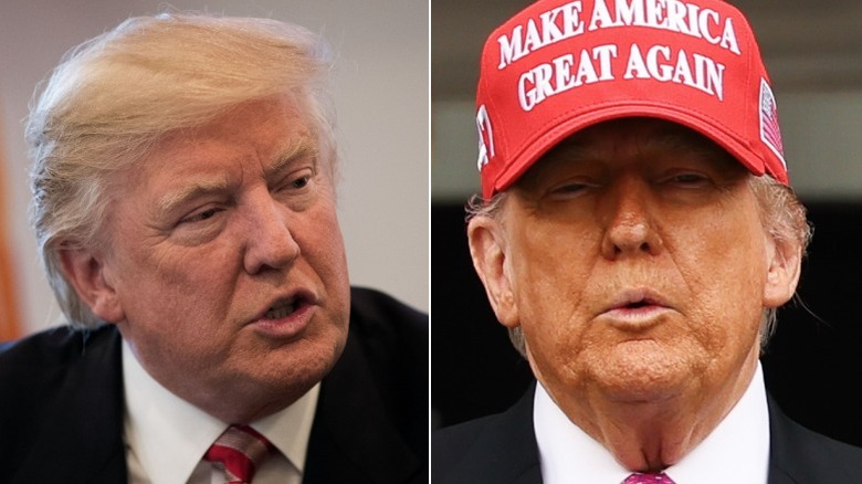 Split image of Donald Trump in 2016 and 2025
