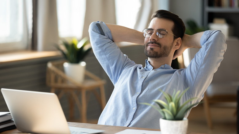 Man relaxing at home