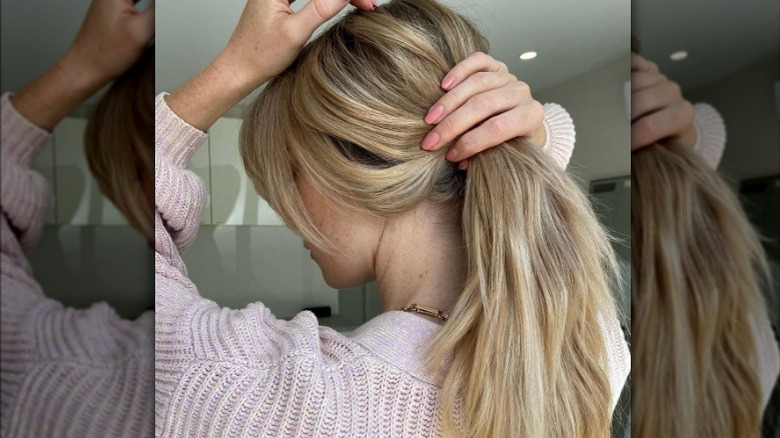tweed blonde hair, woman with tweed blonde hair