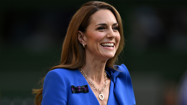 Kate Middleton grinning at Wimbledon 2025