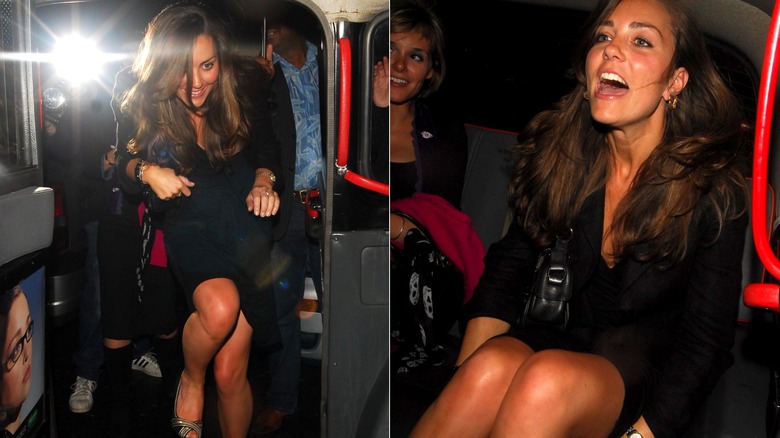Kate Middleton entering taxi cabs after clubbing in the early 2000s