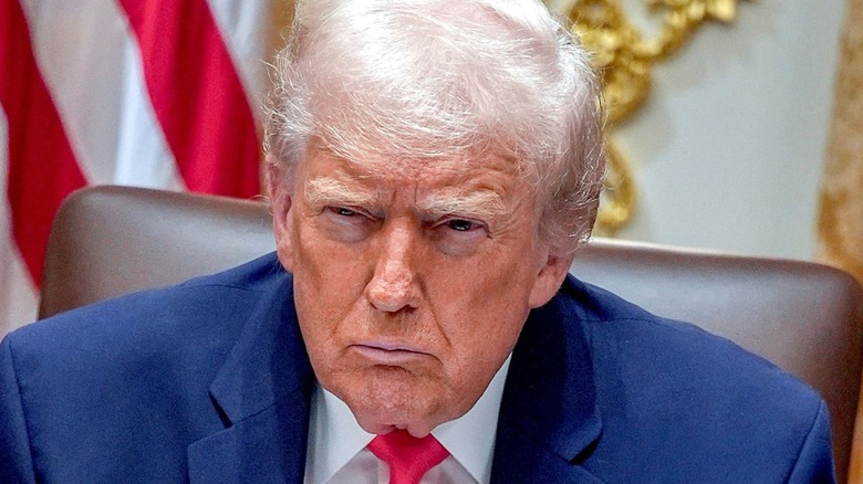 Closeup of President Donald Trump squinting