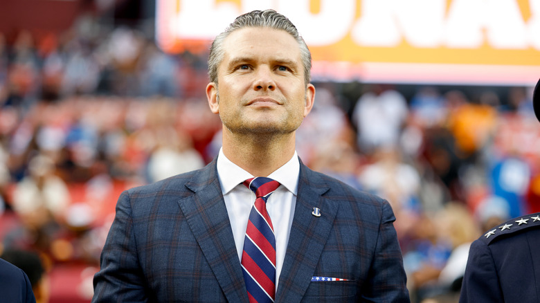 Pete Hegseth attending the "Salute to Service" NFL game