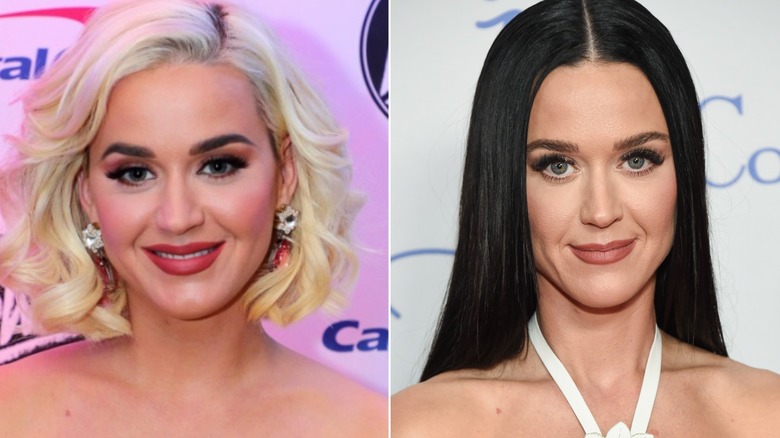 Split image of Katy Perry from 2019 and Katy Perry from 2024