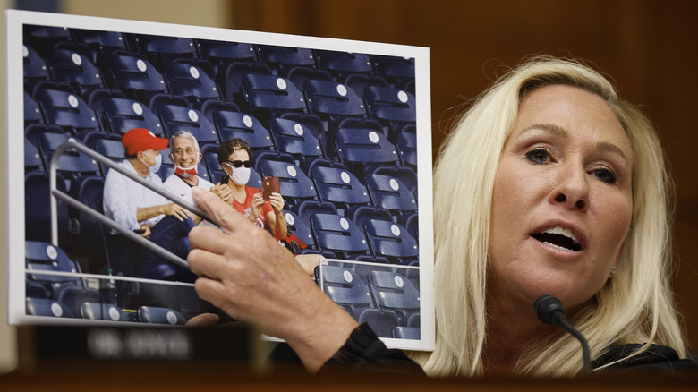 Marjorie Taylor Greene questioning Dr. Anthony Fauci at a Capitol Hill hearing