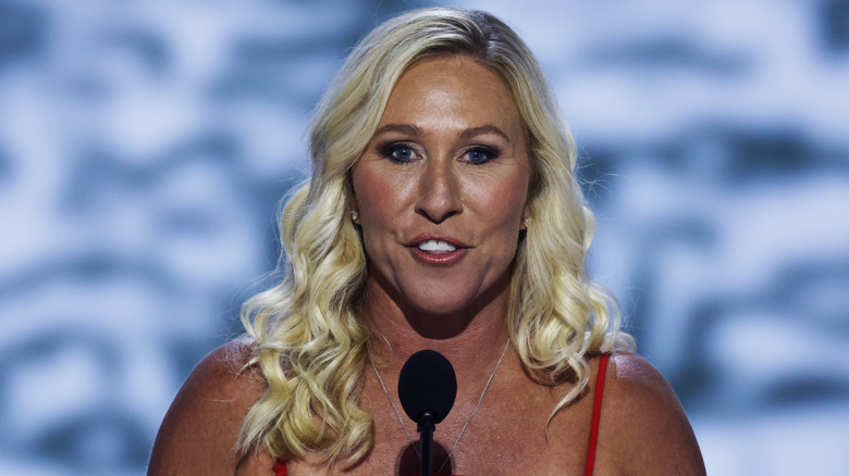Marjorie Taylor Greene speaking at the Republican National Convention in 2024