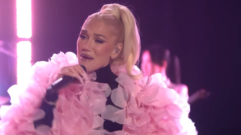 Gwen Stefani pink statement jacket