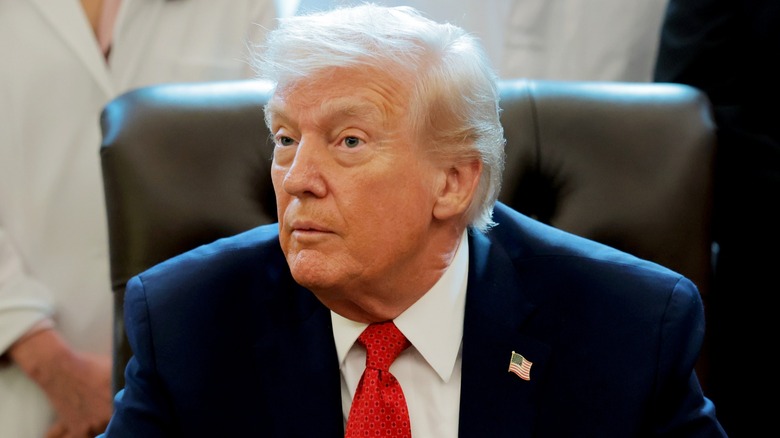 Donald Trump speaks to journalists in the Oval Office of the White House in Washington, DC (2025)