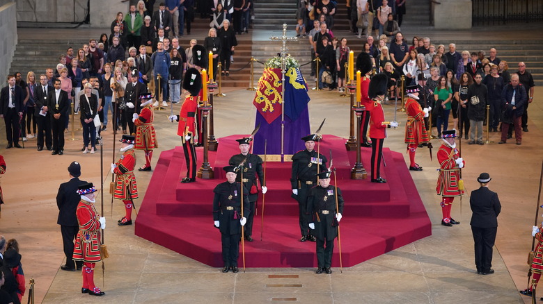 Queen's coffin lying in state