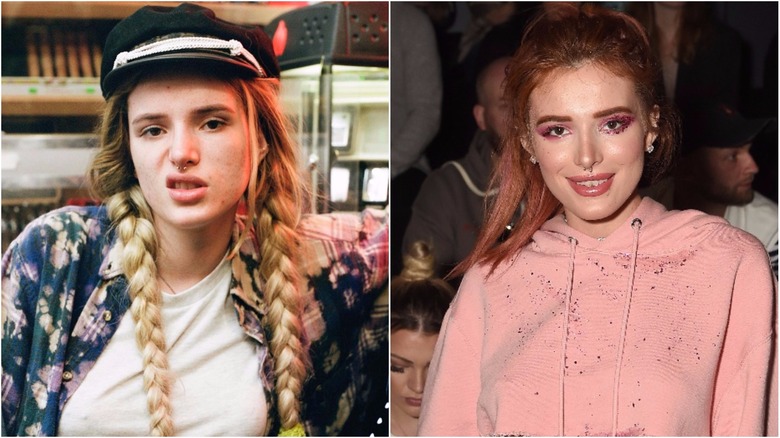 Bella Thorne split image no makeup