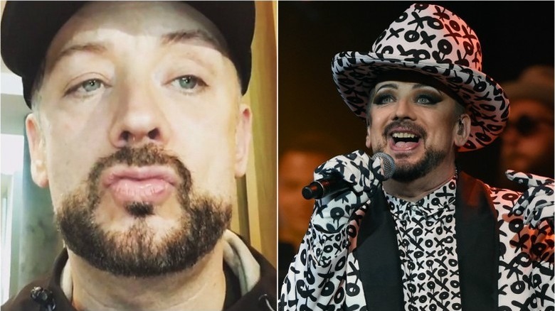Boy George split image no makeup