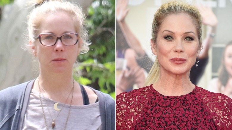 Christina Applegate without makeup / with makeup