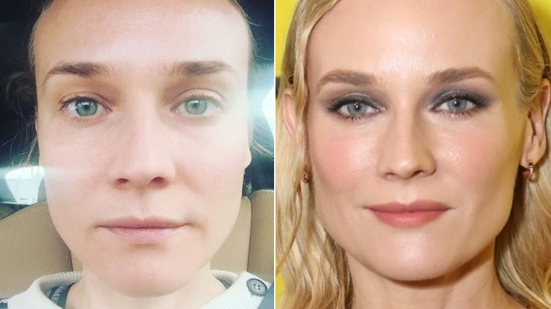 Diane Kruger split image no makeup