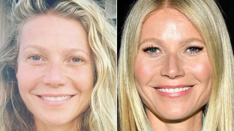 Gwyneth Paltrow split image no makeup