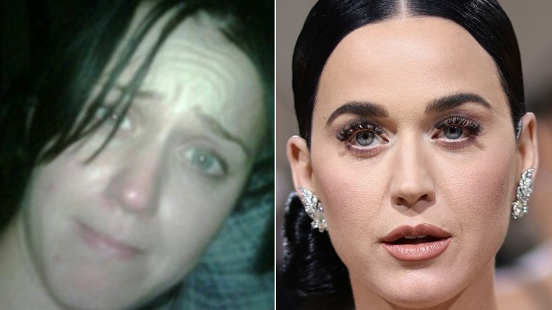 Katy Perry split image no makeup