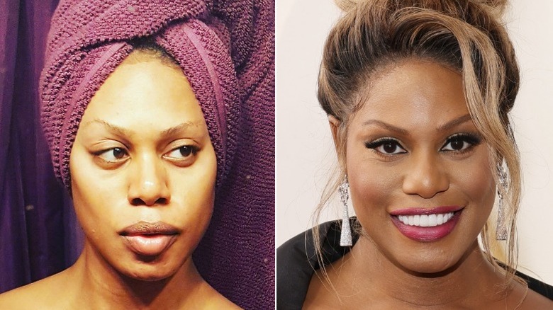Laverne Cox hair in towel