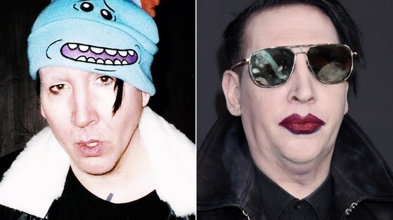 Marilyn Manson split image no makeup