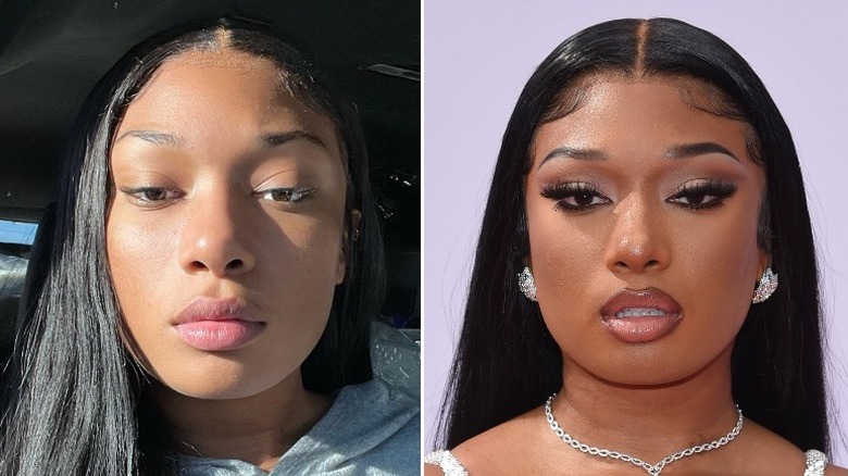 Megan Thee Stallion wearing high bun