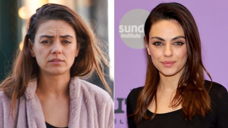 Mila Kunis without and with makeup