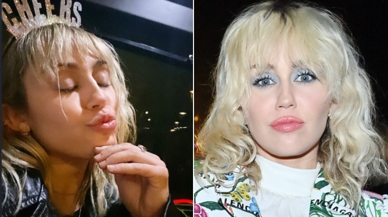 Miley Cyrus split image no makeup
