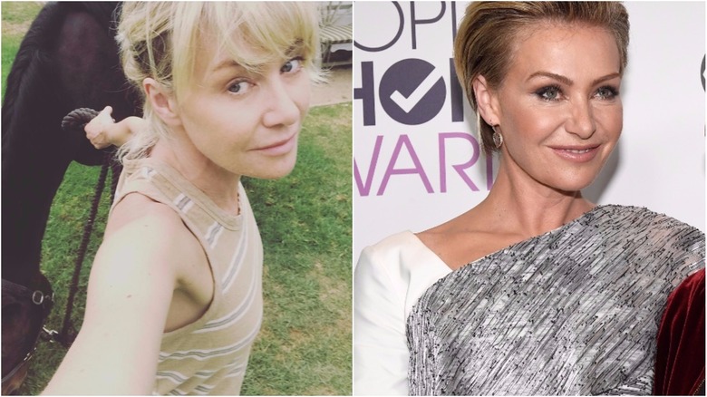 Portia de Rossi split image no makeup
