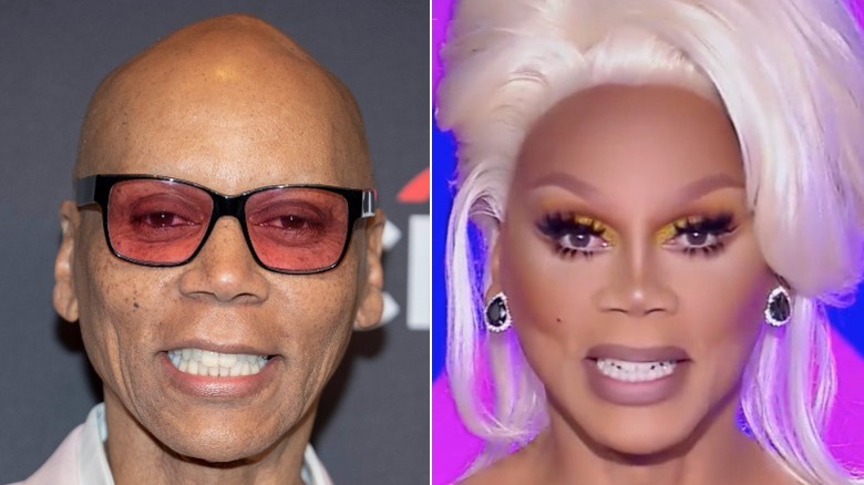 RuPaul split image no makeup