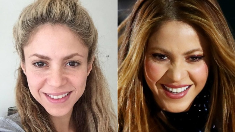 Shakira split image no makeup