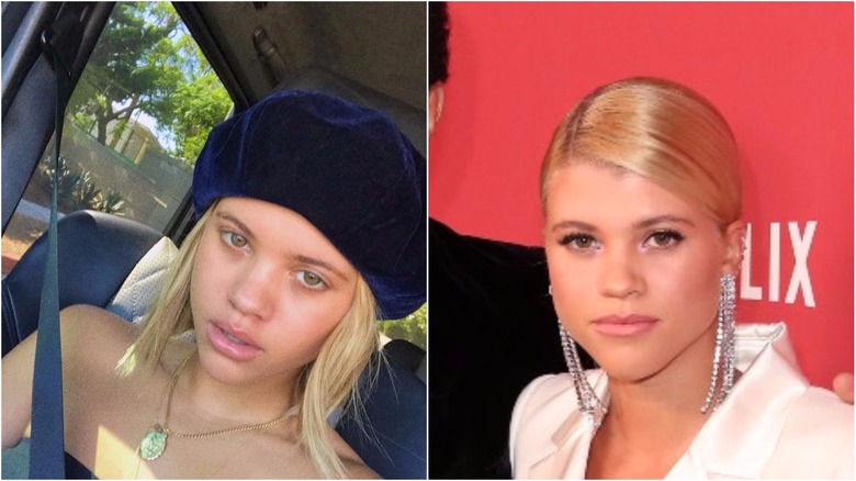 Sofia Richie split image no makeup