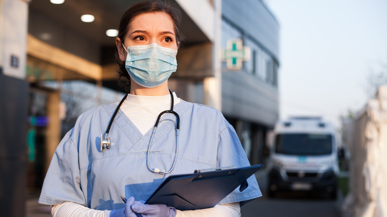 Nurse waiting at an emergency room