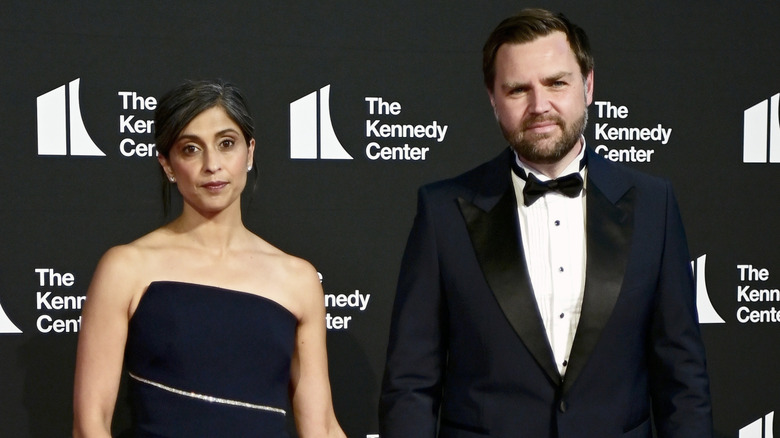 Usha Vance and JD Vance at a red carpet event at the Kennedy Center