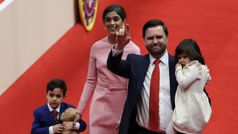 JD and Usha Vance smiling with two of their children
