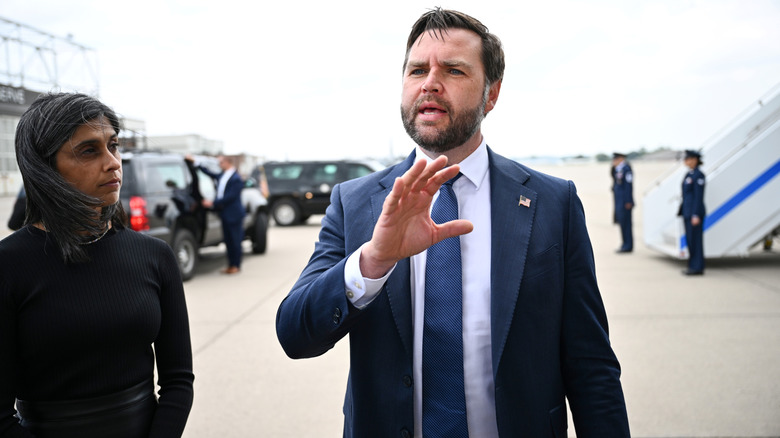 Usha Vance scrutinizing JD Vance as he speaks
