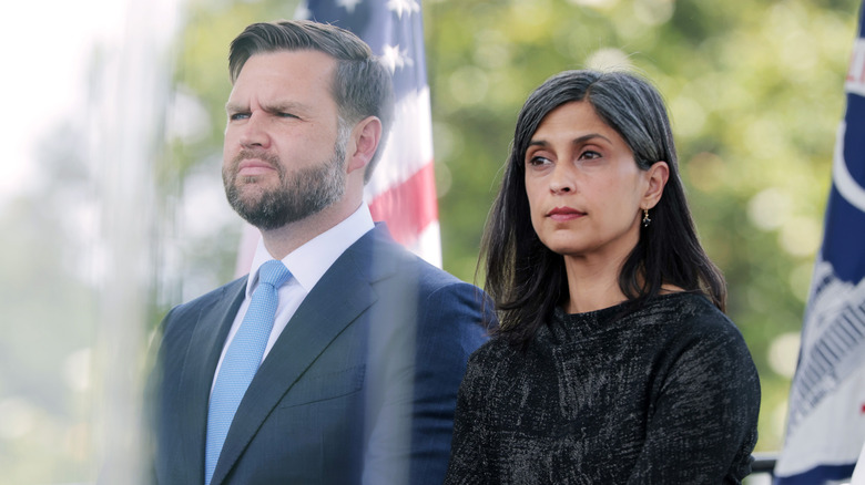 JD and Usha Vance staring