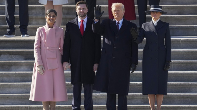 Trumps and Vances on steps before inauguration 2025