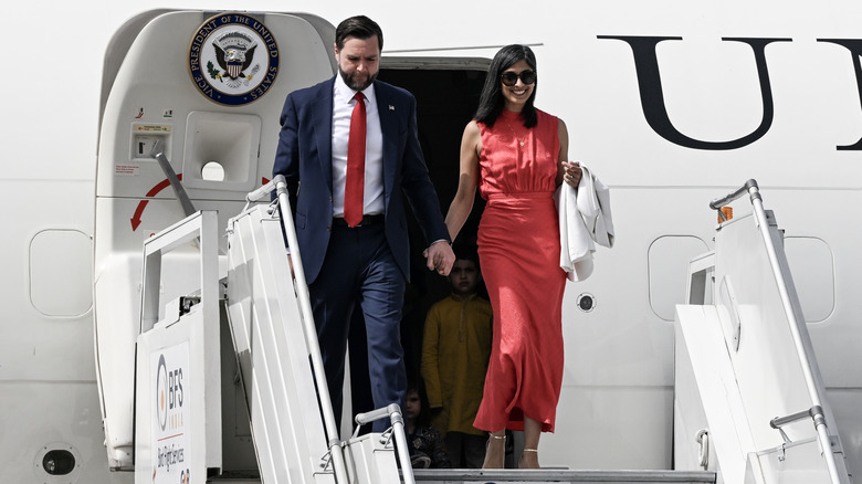 JD and Usha Vance walking off Air Force One