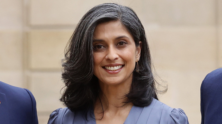 Usha Vance poses for a photo before a working lunch, on the sidelines of the Artificial Intelligence (AI) Action Summit on February 11, 2025 in Paris, France (2025)