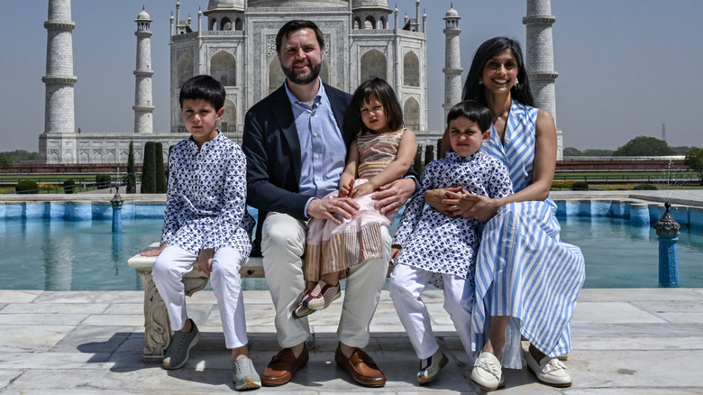 President JD Vance and his family, including wife Usha Vance, visit the Taj Mahal on April 23, 2025 in Agra, India (2025)