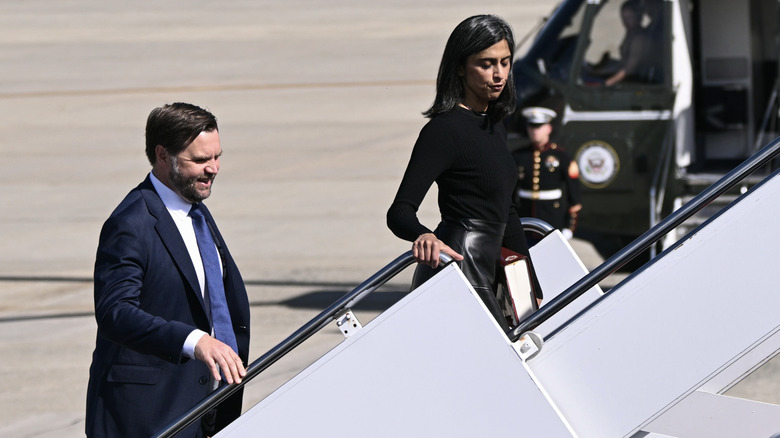 Usha and JD Vance getting on a plane