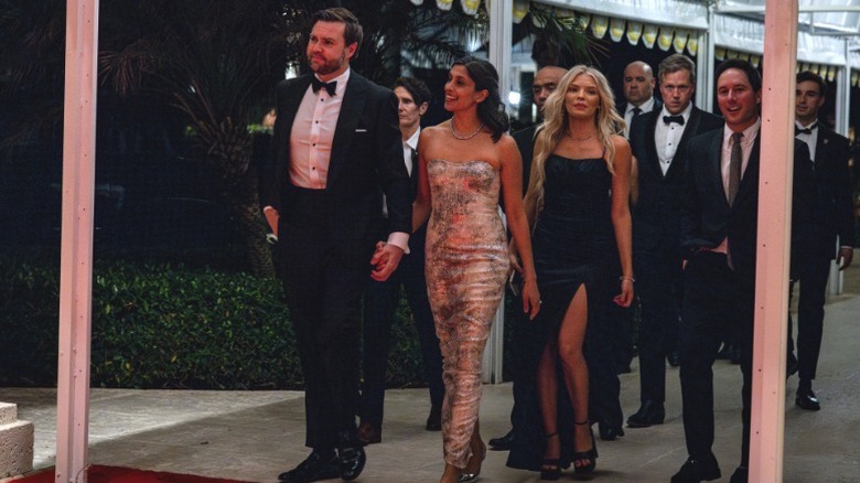 JD Vance and Usha Vance arrive at Mar-A-Lago for Donald Trump's New Year's Eve party (2024)