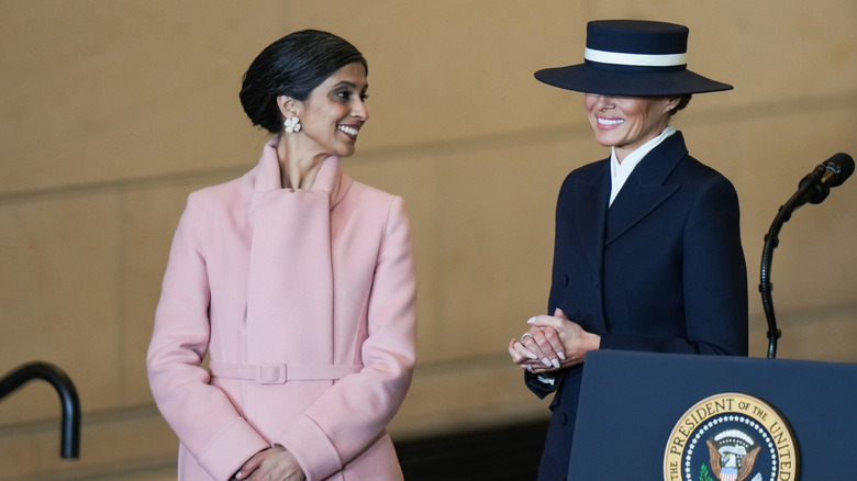 Usha Vance smiling at Melania Trump