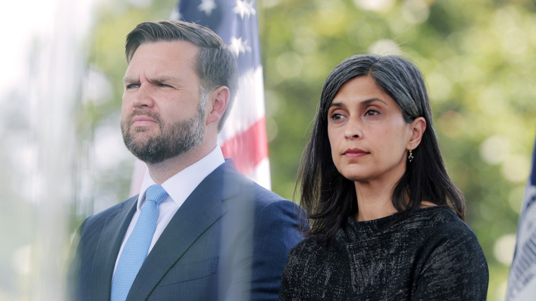 JD Vance and Usha Vance sit together