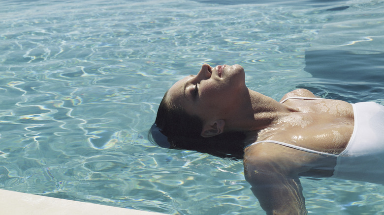 Woman taking a swim