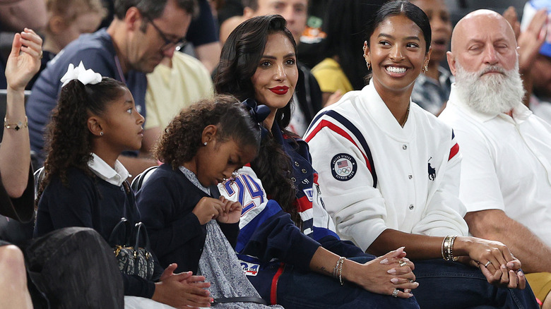 Vanessa Bryant attending a game with her three daughters